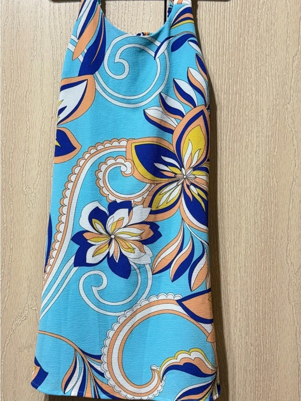Xtraordinary Turquoise Floral Halter One-Piece Dress